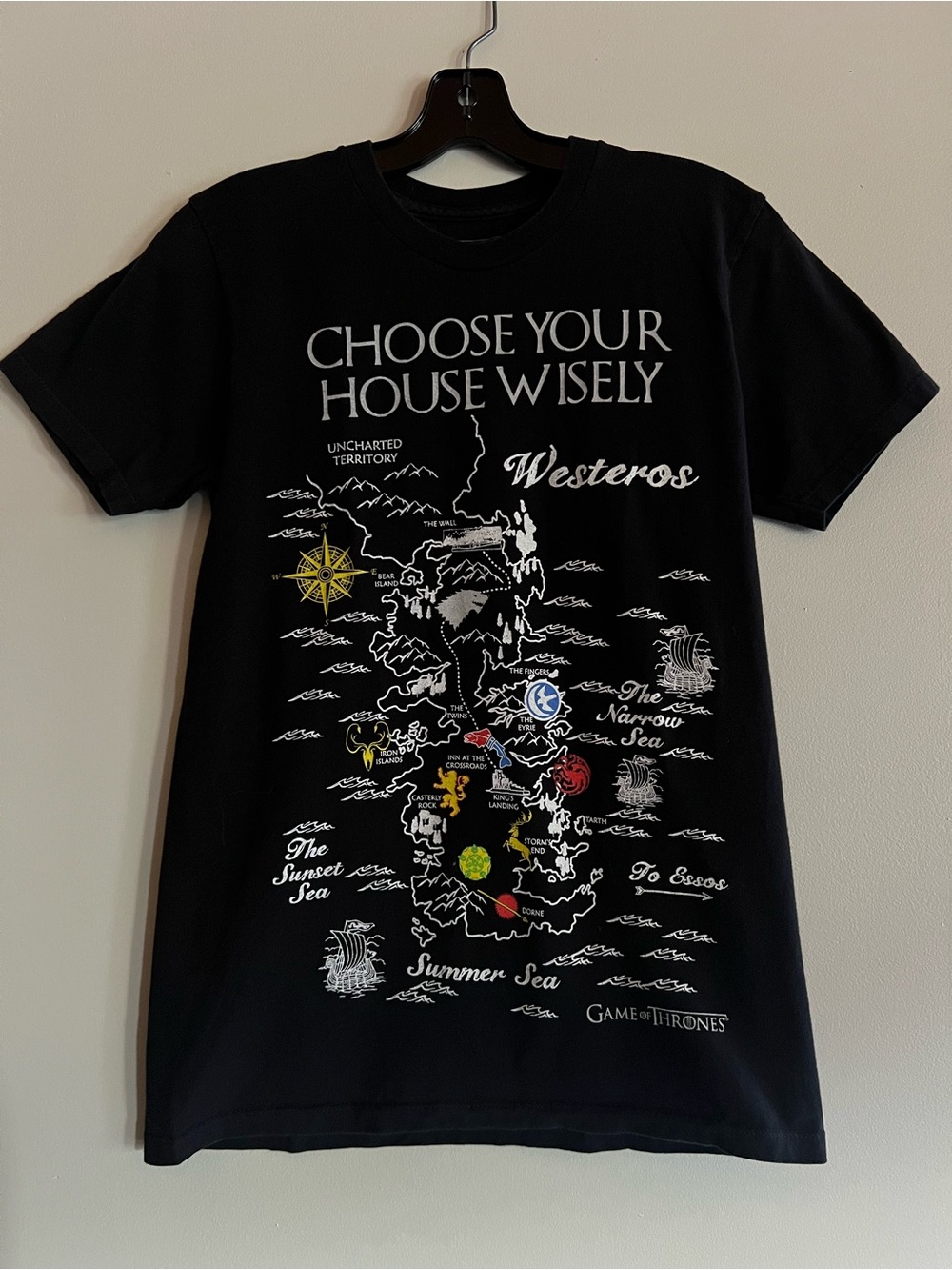 Game of Thrones Choose Your House Westeros Map T-Shirt Men’s Small Black HBO